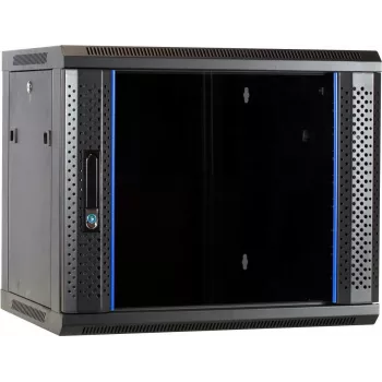 Armário de servidor de parede DSIT DS6409 9U com porta de vidro, 600x450x500 mm, Preto