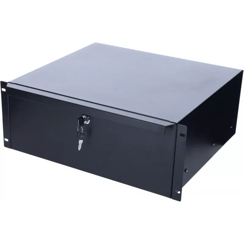 Gaveta de documentos com fecho DS-IT 4U para montagem em rack aço Preto (DS-DR04)
