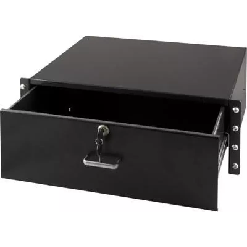Gaveta de documentos com fecho DS-IT 4U para montagem em rack aço Preto (DS-DR04)
