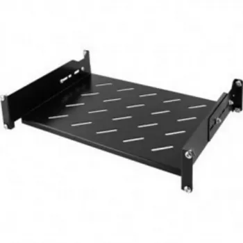 Prateleira de rack universal ajustável DSIT 19 polegadas 350-590 mm de profundidade, 30 kg de carga, ventilada, Preto