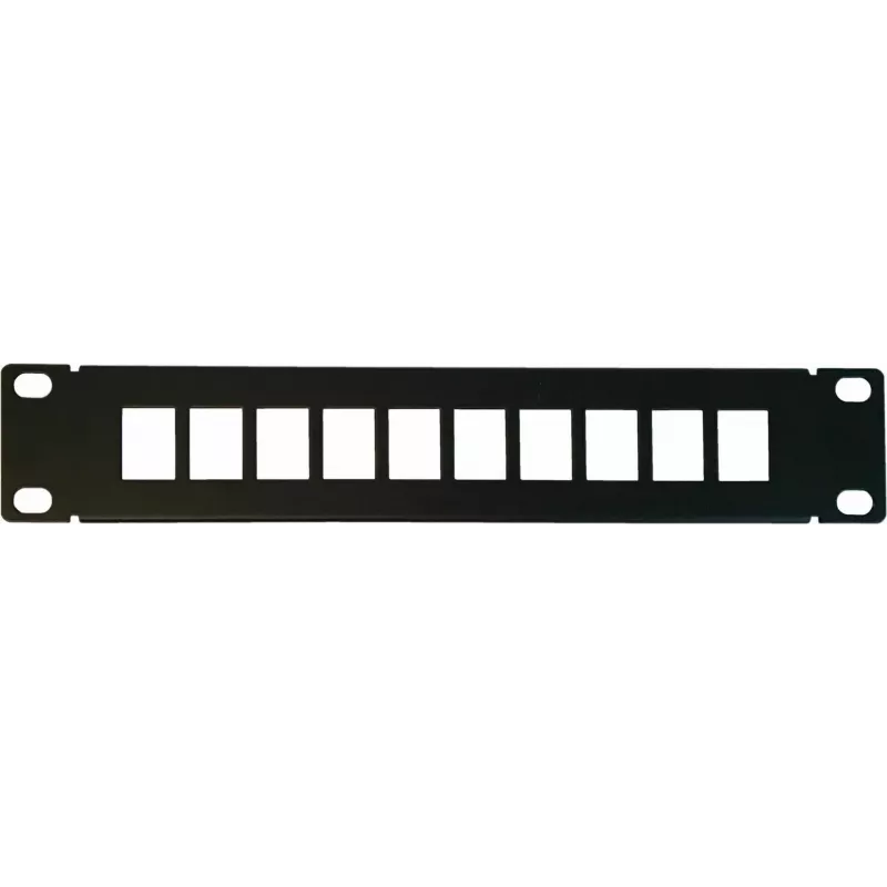 Patch panel UTP Keystone DSIT DS10-Patch-10UTP 10 portas sem módulos, 1U montagem em rack 19 polegadas, Preto