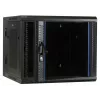 Armário rack de parede DSIT 6U com porta de vidro temperado, reversível, 600x450 mm, preto