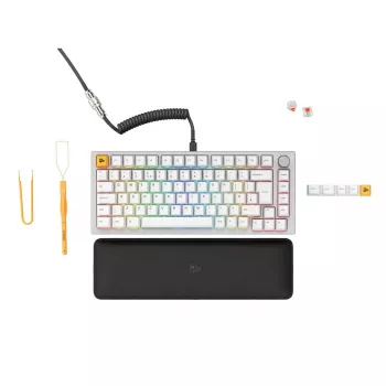 Glorious GMMK Pro teclado mecânico, 75% pré-montado, layout ISO UK, branco