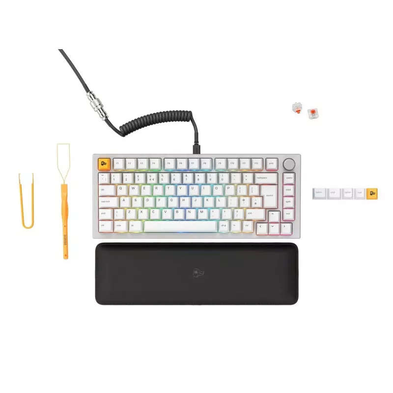 Glorious GMMK Pro teclado mecânico, 75% pré-montado, layout ISO UK, branco