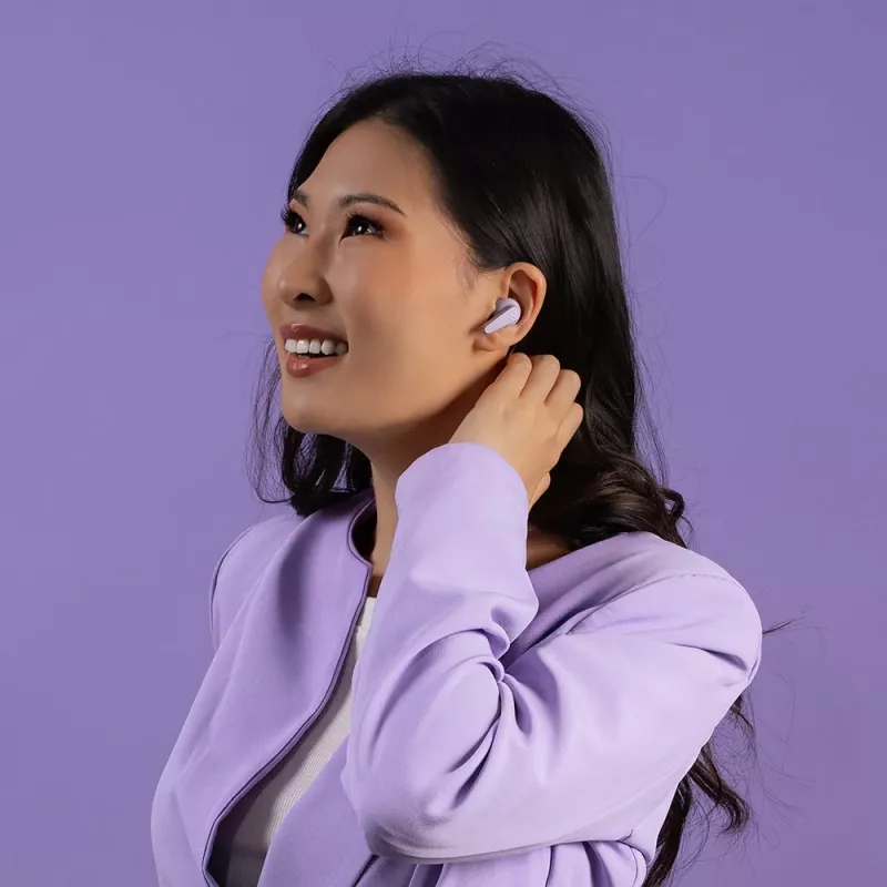Auscultadores True Wireless JLab Go Pods ANC, cancelamento ativo de ruído, Bluetooth 5.2, proteção à água IPX4, 32 horas de reprodução total, controlo tátil, lilás