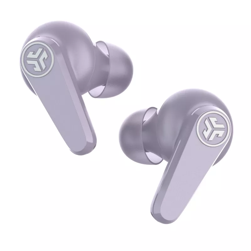 Auscultadores True Wireless JLab Go Pods ANC, cancelamento ativo de ruído, Bluetooth 5.2, proteção à água IPX4, 32 horas de reprodução total, controlo tátil, lilás