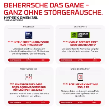 PC gaming HP HyperX OMEN Desktop GT18-0170ng - Intel Core Ultra 7 270K Plus, 32GB DDR5, 1TB SSD, NVIDIA GeForce RTX 5060 Ti 16GB, FreeDOS