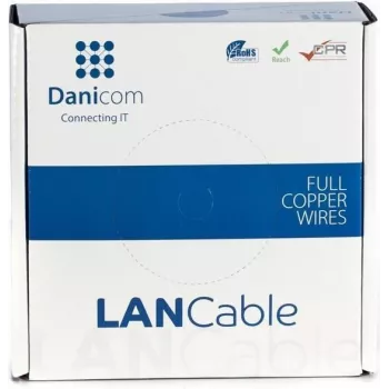 Cabo de rede DSIT DANICOM CAT5E UTP 50m PVC Fca DC-UTP5E-50-FCA