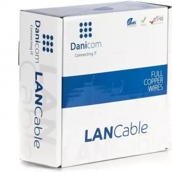 Cabo de rede DSIT DANICOM CAT5E UTP 50m PVC Fca DC-UTP5E-50-FCA