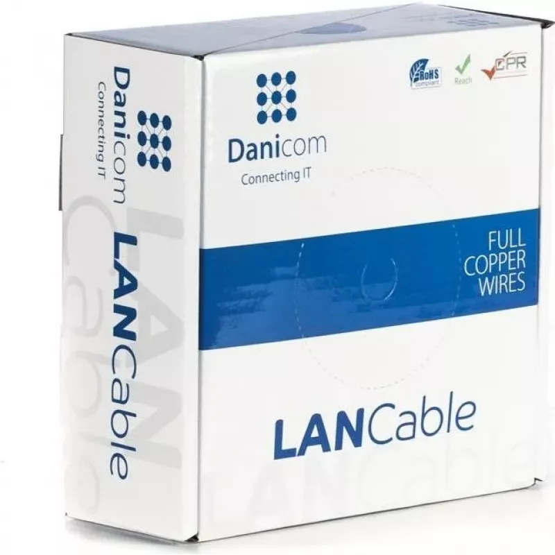 Cabo de rede DSIT DANICOM CAT5E UTP 50m PVC Fca DC-UTP5E-50-FCA