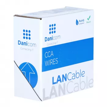 Cabo de rede DSIT CAT5e U/UTP 50m CCA em rolo, cinzento (DC-UTP5CCA50-GRY)