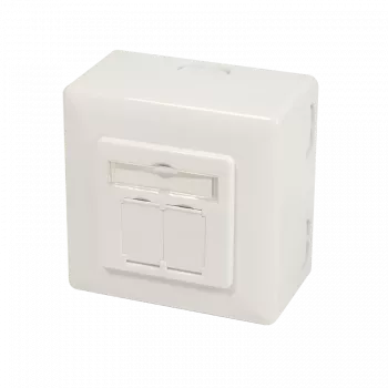 Tomada dupla RJ45 blindada DSIT Cat. 6a para montagem à superfície, marfim