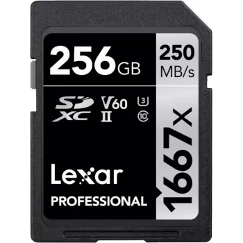 Cartão de memória Lexar Professional 256GB SDXC UHS-II U3 V60 1667x