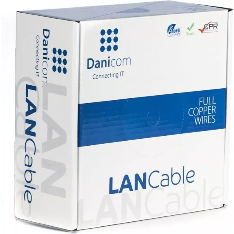 Cabo exterior DSIT DANICOM CAT6A UTP 50m com condutor sólido, bainha PE (Fca) - preto