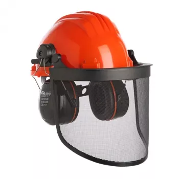 Capacete de proteção CLICS com viseira em mesh e protetores auditivos Climax 43