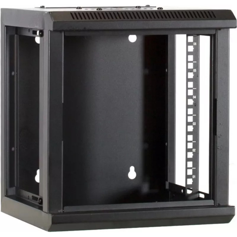 Caixa de servidor DSIT 6U 10 polegadas para montagem na parede com porta de vidro, 312x310x352 mm, preta (DS10-3306)