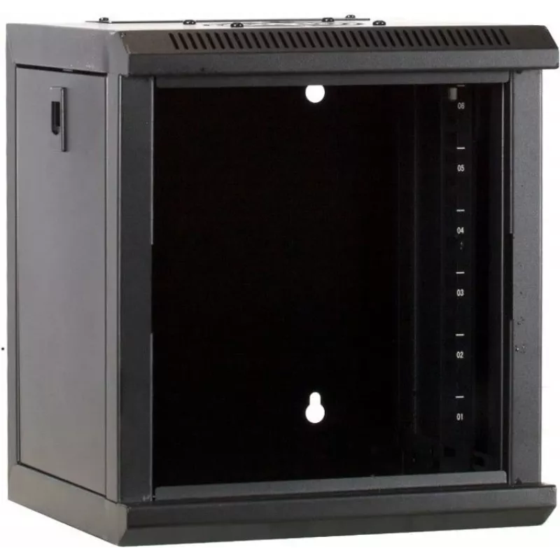 Caixa de servidor DSIT 6U 10 polegadas para montagem na parede com porta de vidro, 312x310x352 mm, preta (DS10-3306)