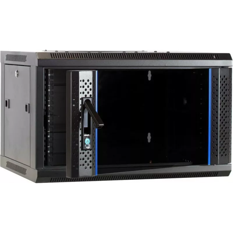 Caixa de servidor DSIT 6U para montagem na parede com porta de vidro, 600 x 450 x 367 mm, preta, DS6406