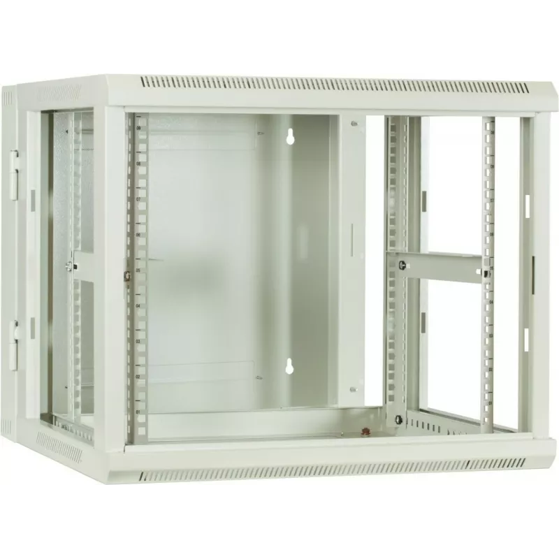 Armário de servidor DSIT 9U reversível para montagem na parede com porta de vidro, branco, 600x600x501 mm (DS6609W-DOUBLE)