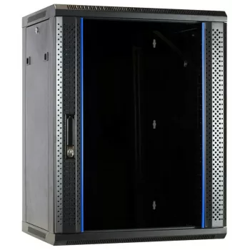Armário de servidor DSIT DS6615 15U para montagem na parede com porta de vidro, 600x600x770 mm, preto