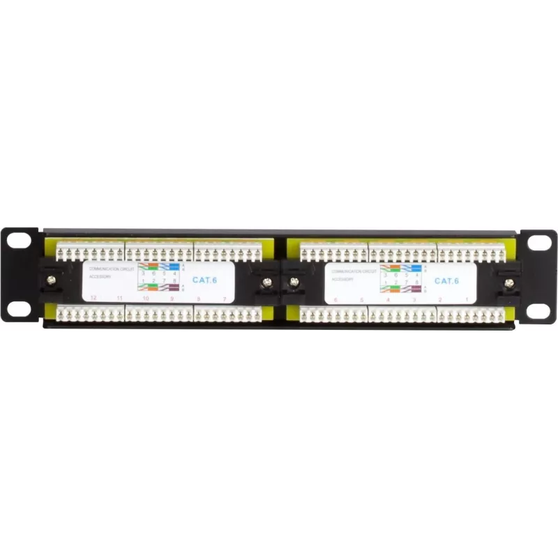 Patch panel DSIT DS-10Patch6-12UTP 10 polegadas 12 portas UTP CAT6, montagem em rack 1U, preto