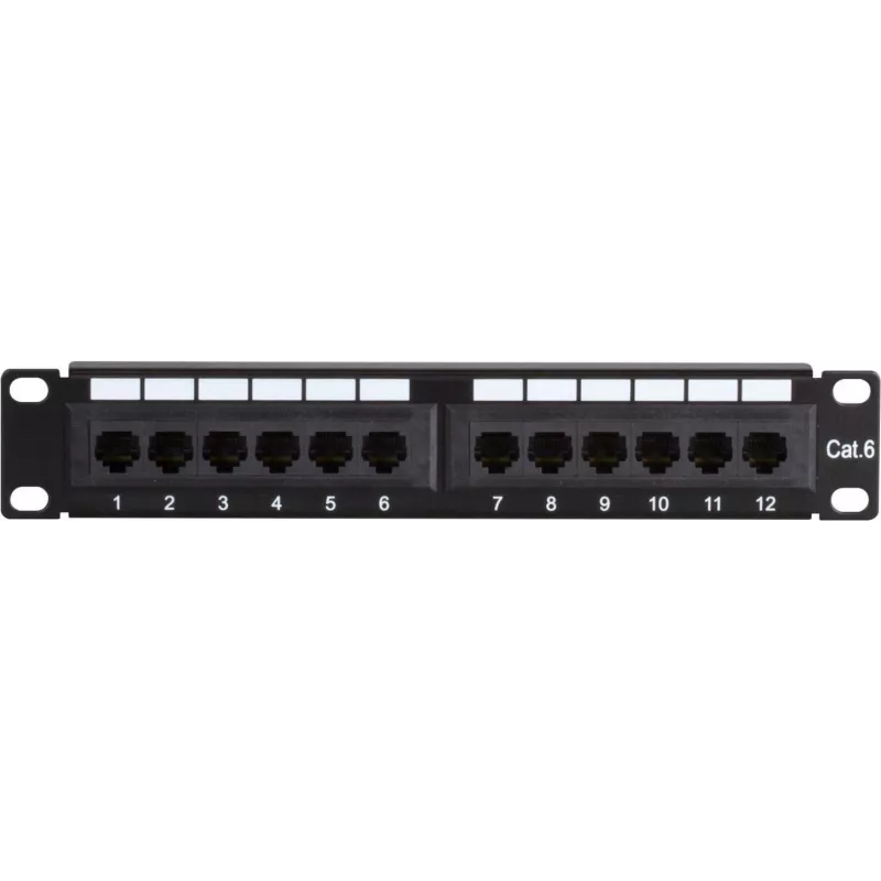 Patch panel DSIT DS-10Patch6-12UTP 10 polegadas 12 portas UTP CAT6, montagem em rack 1U, preto