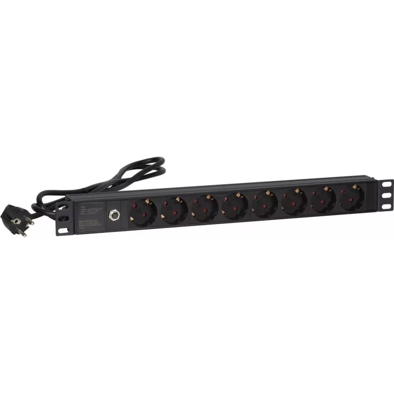 Régua de tomadas DSIT DS-8PDU-MO 19 polegadas 8 tomadas com proteção contra sobrecarga master, cabo de 0,48 m, preta
