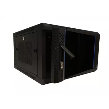 DSIT armário de servidor de montagem na parede 6U 19 polegadas com porta de vidro e painéis laterais perfurados, 600x600x368 mm (DS6606ZP)