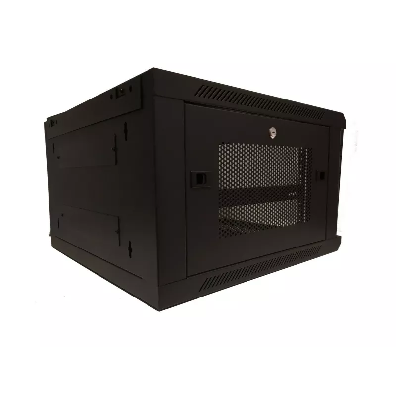 DSIT armário de servidor de montagem na parede 6U 19 polegadas com porta de vidro e painéis laterais perfurados, 600x600x368 mm (DS6606ZP)