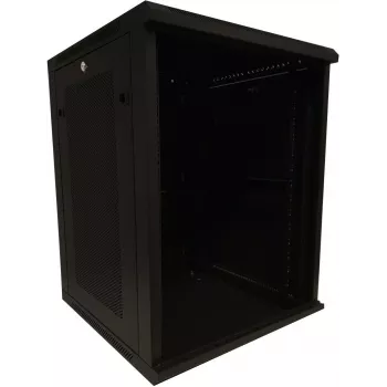 DSIT armário rack de servidor de montagem na parede 15U 19 polegadas com porta de vidro e laterais perfuradas 600x600x770 mm