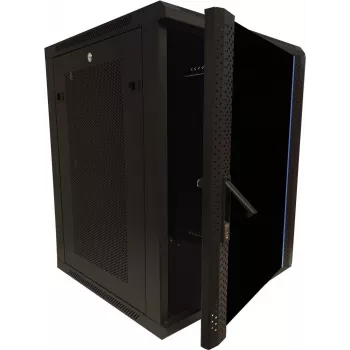 DSIT armário rack de servidor de montagem na parede 15U 19 polegadas com porta de vidro e laterais perfuradas 600x600x770 mm