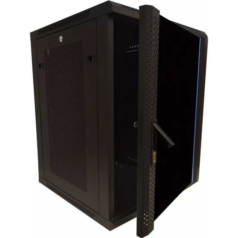 DSIT armário rack de servidor de montagem na parede 15U 19 polegadas com porta de vidro e laterais perfuradas 600x600x770 mm