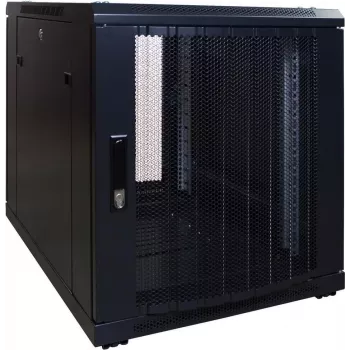 DSIT armário rack de servidor autónomo 12U, 600x600x720 mm, porta frontal perfurada com fecho, preto