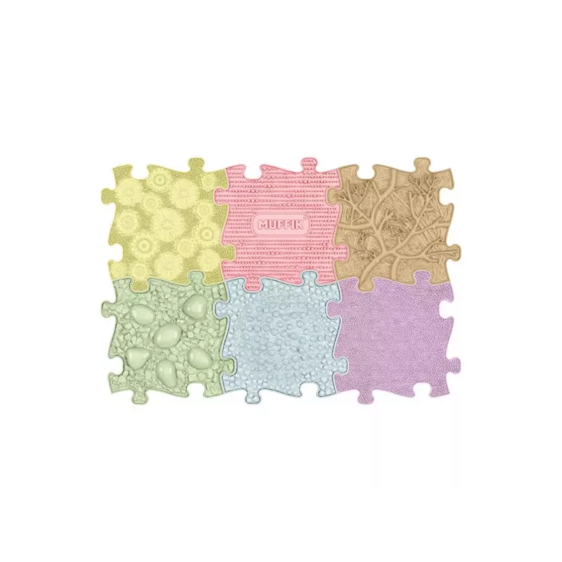 MUFFIK tapete ortopédico sensorial conjunto 6-em-1 bebé pastel – 6 peças de puzzle