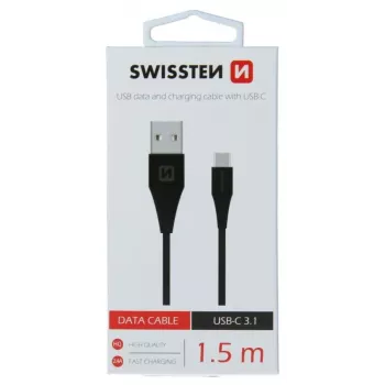Cabo Swissten USB-A para USB-C 3.1 Gen 1 1,5 m preto