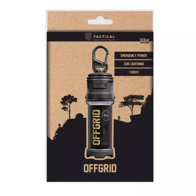 Lanterna LED tática OffGrid com powerbank 2000 lúmenes, 5000 mAh, USB-C, IPX6, com zoom