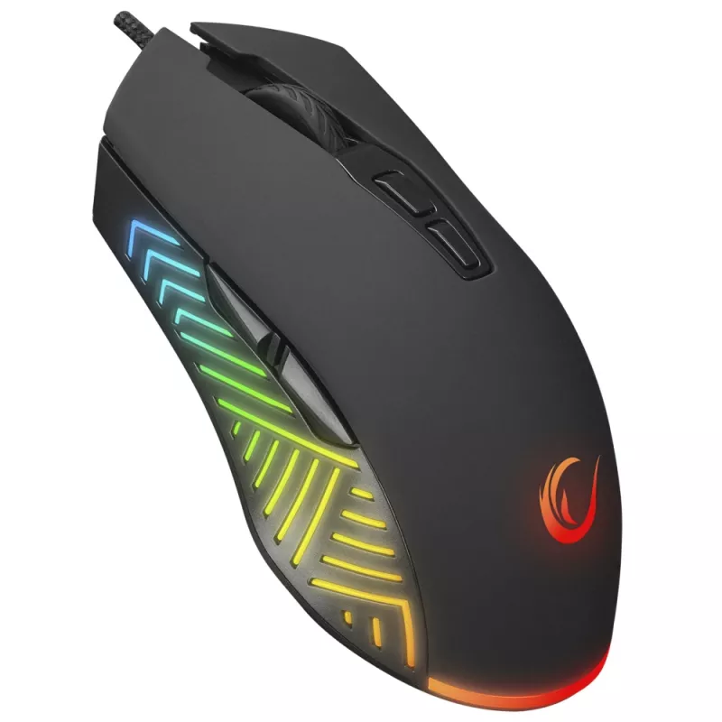 Rato gaming com fio Rampage Spear V2 12800 DPI ótico RGB preto