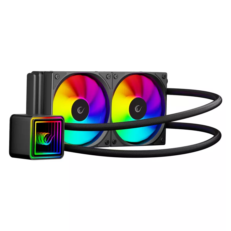 Arrefecedor líquido de CPU Rampage INFINITE V240 ARGB 240mm com visor de temperatura, preto