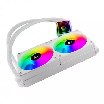 Arrefecedor líquido de CPU AIO Rampage INFINITE V240 branco 240mm ARGB com visor de temperatura