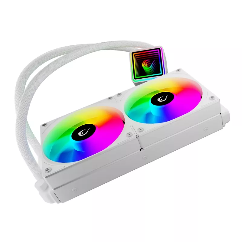 Arrefecedor líquido de CPU AIO Rampage INFINITE V240 branco 240mm ARGB com visor de temperatura