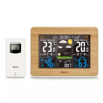 Estação meteorológica de bambu Alecto WS-1560 com sensor exterior sem fios