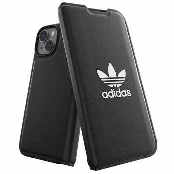 Capa tipo livro Adidas Originals BASIC para iPhone 14/15/13 6,1 polegadas preto/branco