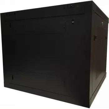 DSIT DS6609ZP Caixa de servidor para montagem na parede 9U 19 polegadas com porta de vidro e painéis laterais perfurados, 600x600x501 mm, Preto