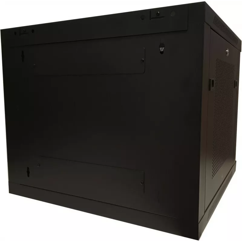 DSIT DS6609ZP Caixa de servidor para montagem na parede 9U 19 polegadas com porta de vidro e painéis laterais perfurados, 600x600x501 mm, Preto