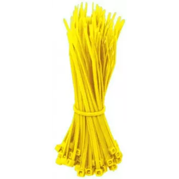 DSIT Abraçadeiras de nylon amarelas 140mm - pack de 100 (auto-aperto, 80N resistência à tração)