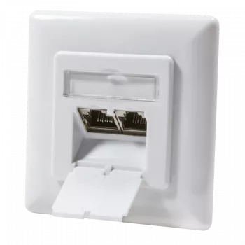 Tomada de dados DSIT Cat.6 blindada de dupla RJ45 para embutir, branco