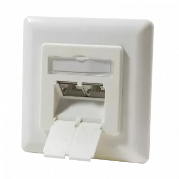 Tomada DSIT de dupla RJ45 para embutir, vertical, Cat.6/Class E blindada, marfim