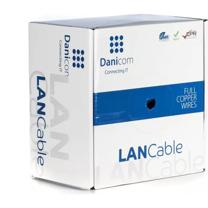 Cabo de condutor sólido DSIT DANICOM DC-UTP6A-100S-DCA CAT6A U/UTP, 100 m, LSZH (Dca)