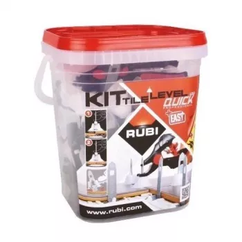 Sistema de nivelamento de azulejos RUBI Tile Level Quick 2941 – conjunto com 100 clipes, 100 cunhas e alicate para assentamento de cerâmica sem desníveis