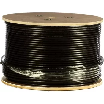Cabo de instalação exterior DSIT CAT7 S/FTP 305m, condutor maciço, bainha PE, Fca, duplamente blindado, 10 Gbit/s, preto